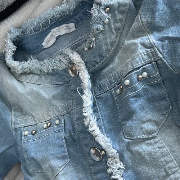 Miss Ebita Girls Embellished Denim Jacket Size 3 Y - Picture 4 of 7